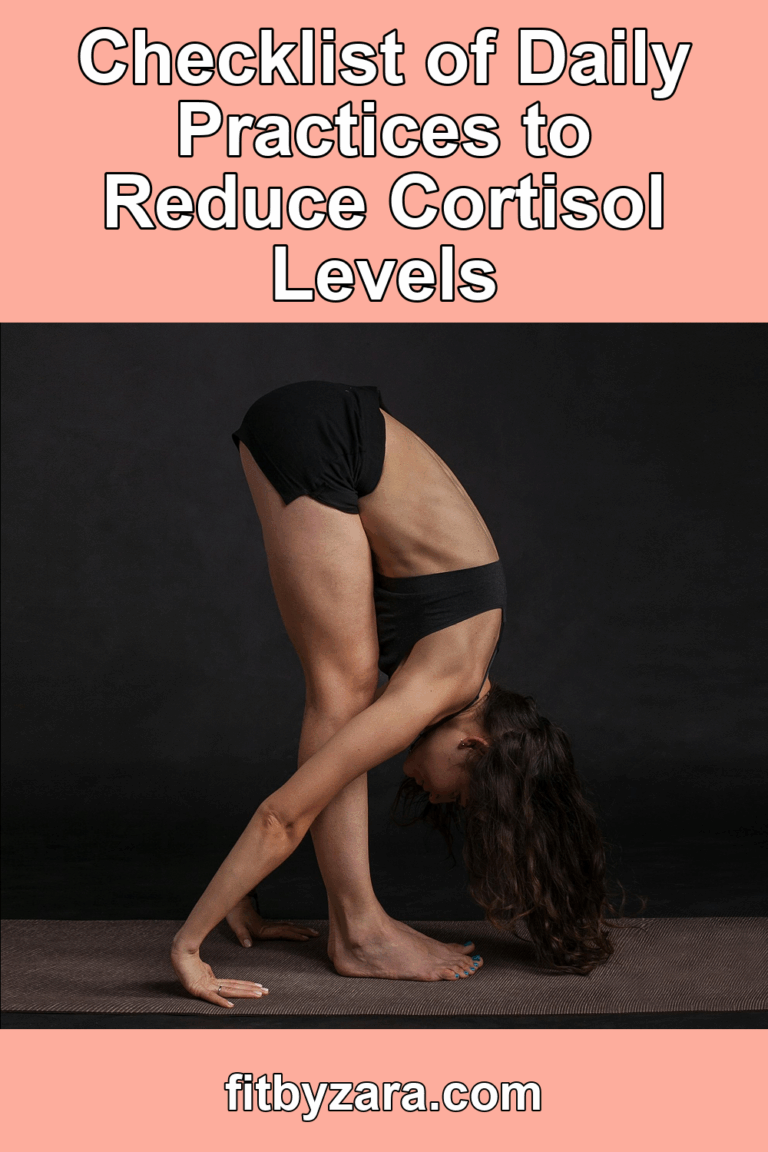 Checklist of Daily Practices to Reduce Cortisol Levels – Pinterest cover