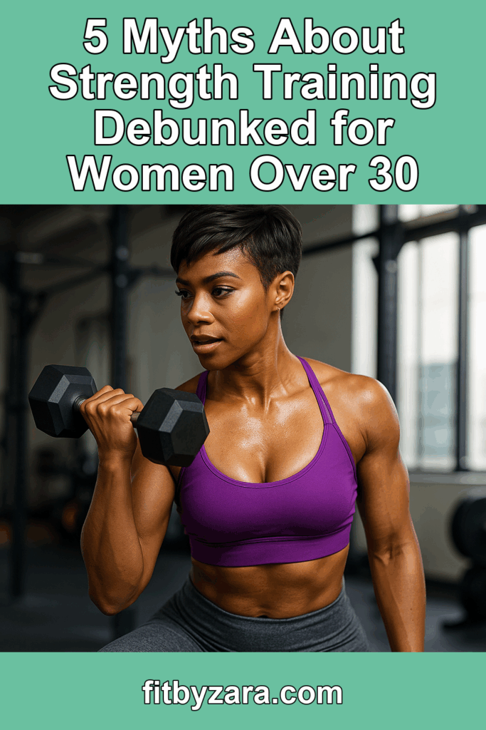 5 Myths About Strength Training Debunked for Women Over 30 – Pinterest cover