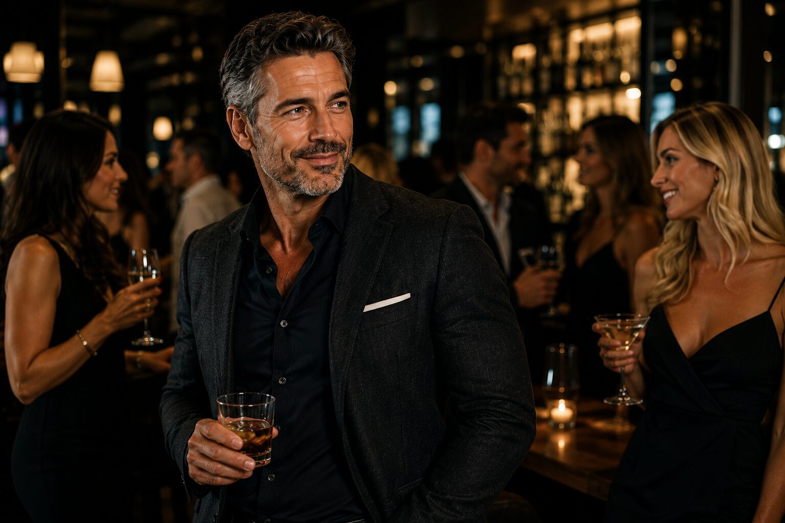 Confident mature man in an upscale social setting